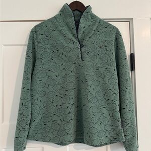 Woolrich Floral Fleece Pullover Button Jacket Winter Turquoise Women’s M